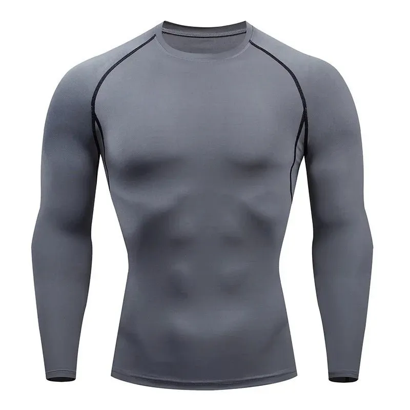 Men Sport Fitness Shirts Quick Dry Compression Gym Running T Shirt Training Bodybuilding Top Football Jersey Man Gym Clothing