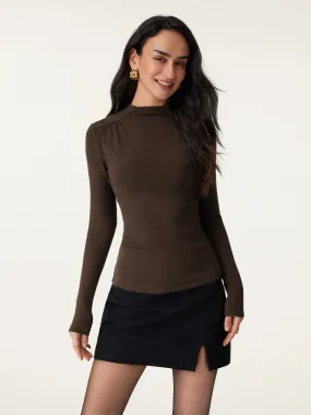 Mockneck Ruched Top