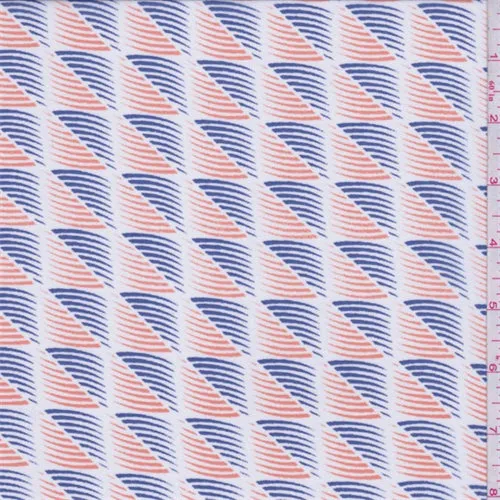 Orange/Violet Blue Geometric Wave Chiffon Fabric