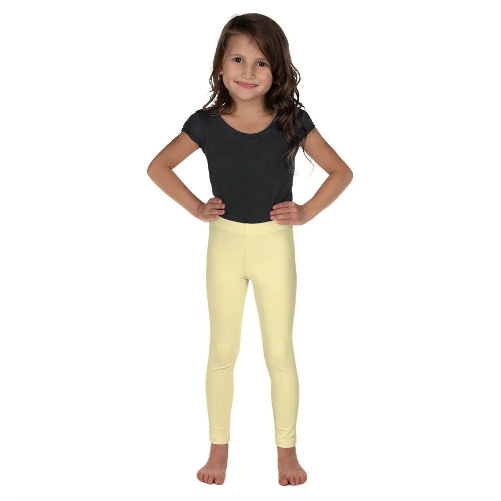 Pale Yellow Kid's Leggings, Premium Unisex Colorful Tights For Boys & Girls-Made in USA/EU