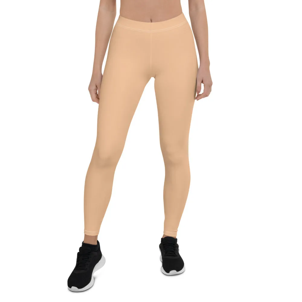 Pastel Nude Women's Casual Leggings, Premium Luxury Designer Women's Tights-Made in USA/EU