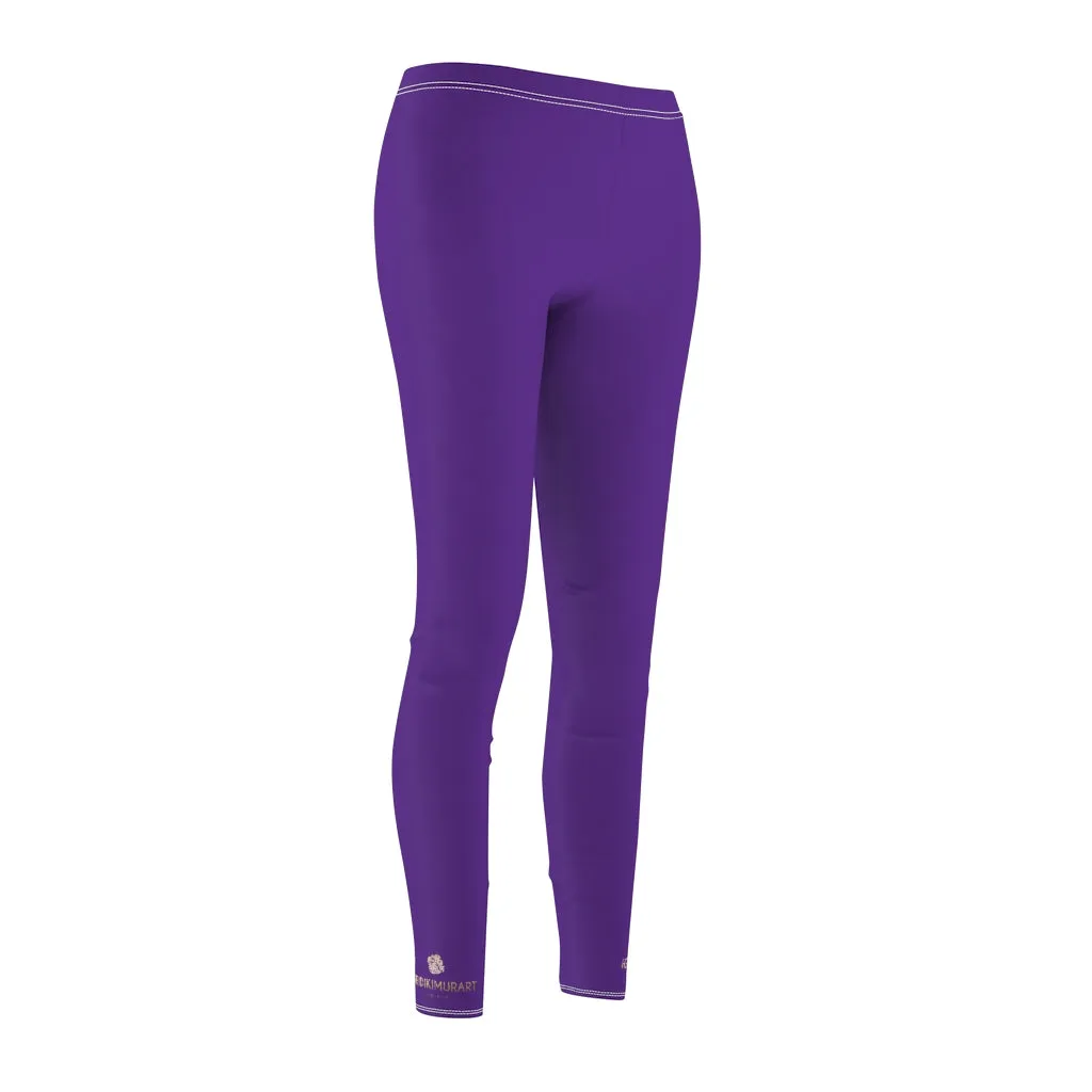 Purple Solid Color Ladies' Tights, Best Women's Dressy Long Casual Leggings- Made in USA