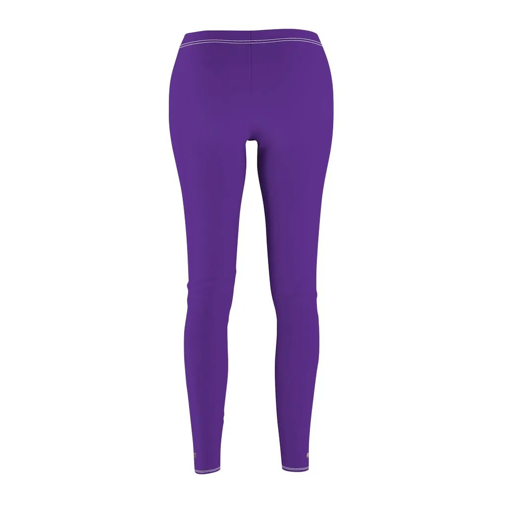 Purple Solid Color Ladies' Tights, Best Women's Dressy Long Casual Leggings- Made in USA