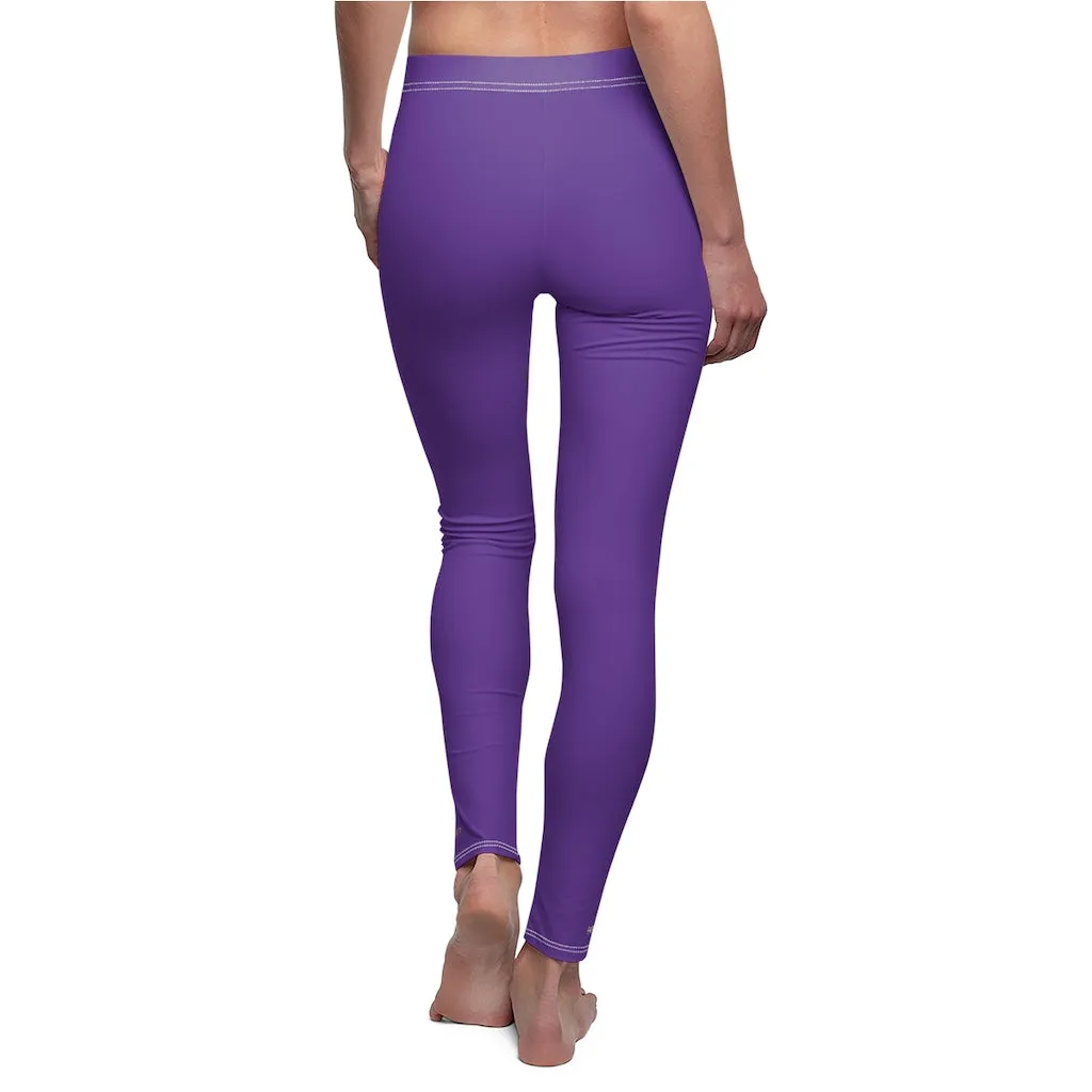 Purple Solid Color Ladies' Tights, Best Women's Dressy Long Casual Leggings- Made in USA