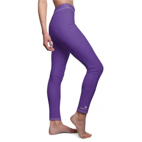 Purple Solid Color Ladies' Tights, Best Women's Dressy Long Casual Leggings- Made in USA