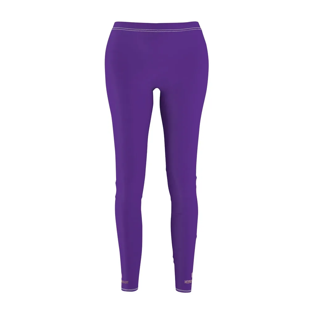 Purple Solid Color Ladies' Tights, Best Women's Dressy Long Casual Leggings- Made in USA