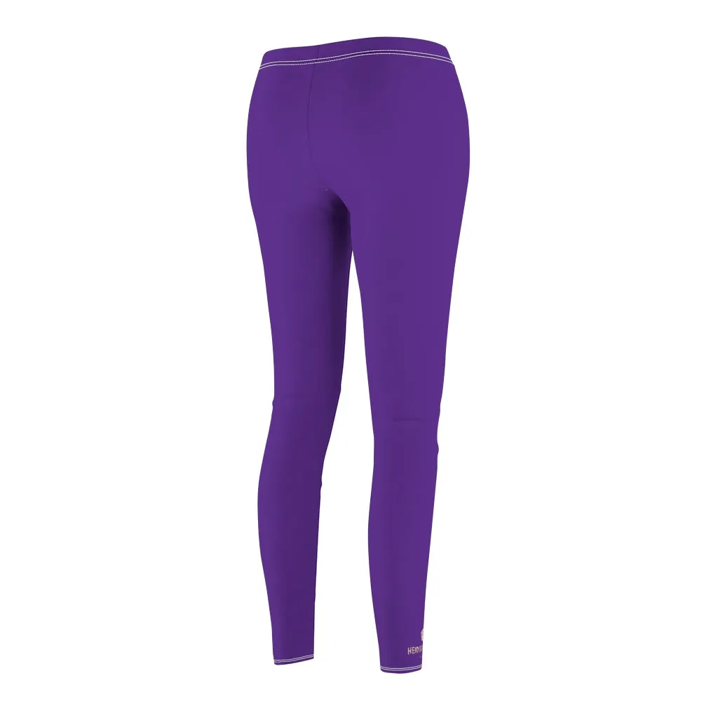 Purple Solid Color Ladies' Tights, Best Women's Dressy Long Casual Leggings- Made in USA