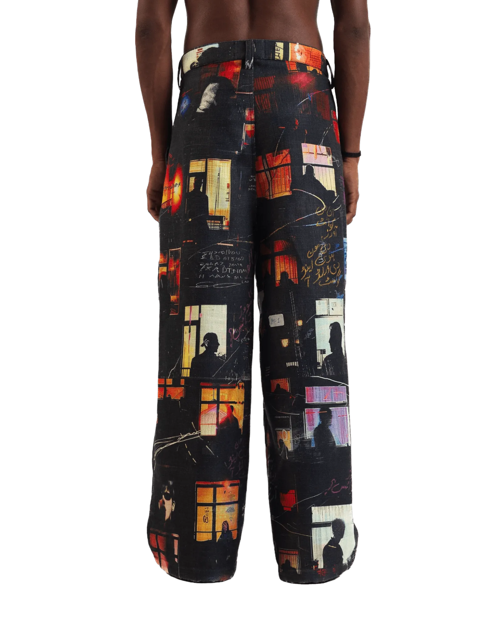 "Nocturnal Ride" Printed Straight Leg Trousers