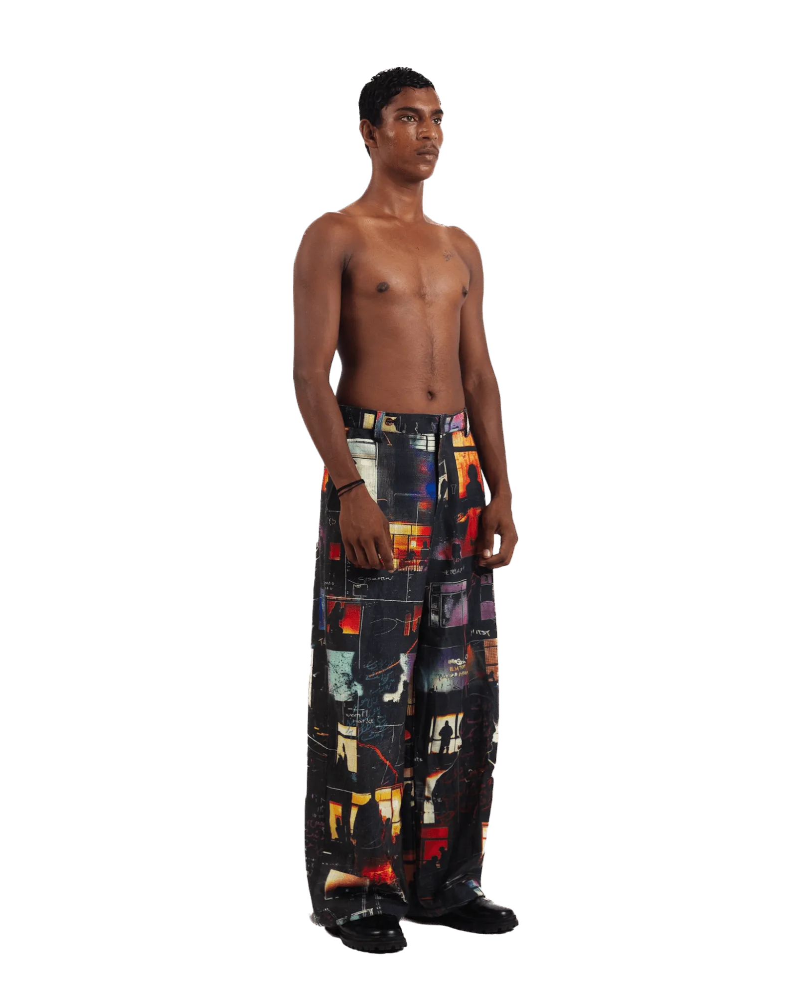 "Nocturnal Ride" Printed Straight Leg Trousers