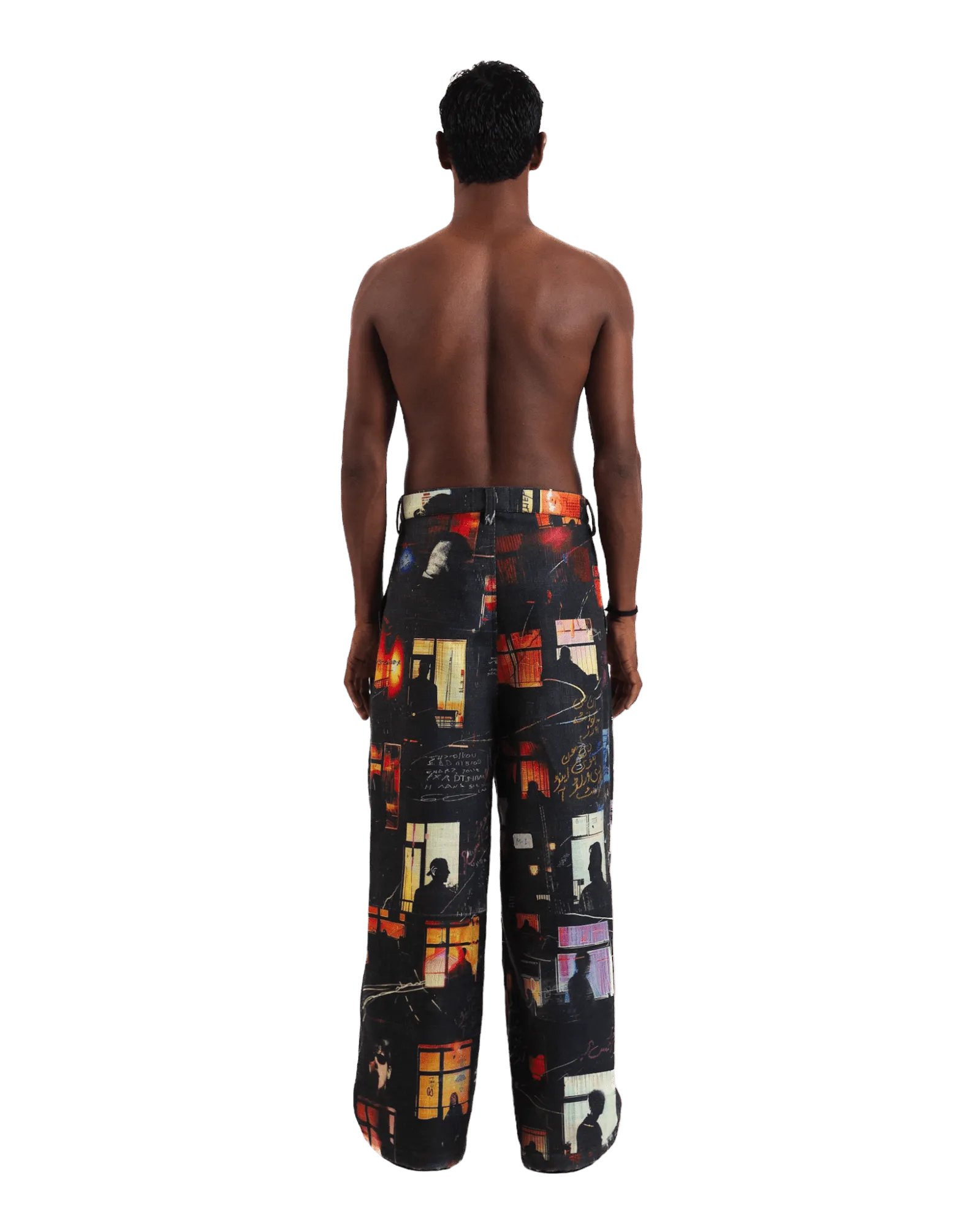 "Nocturnal Ride" Printed Straight Leg Trousers