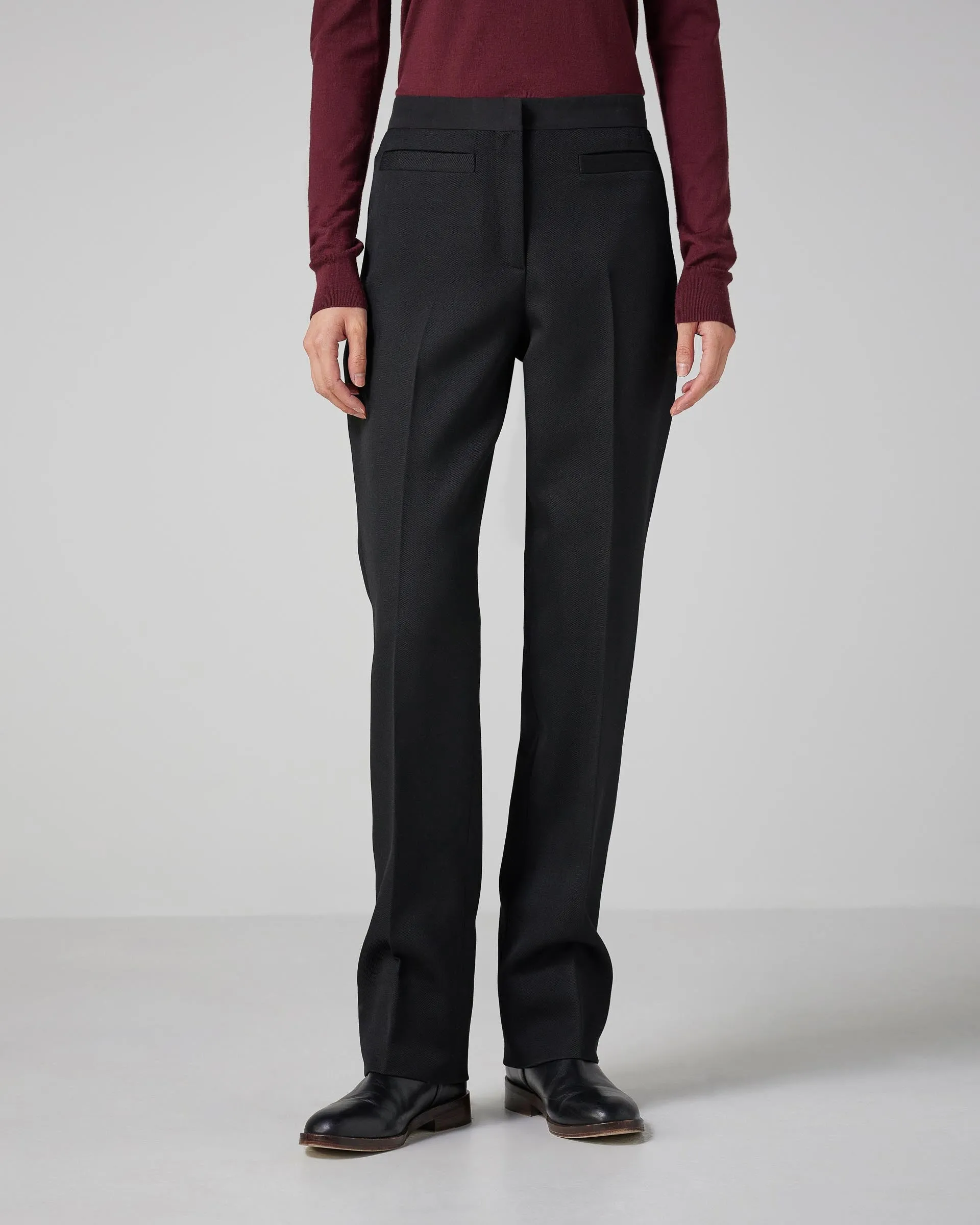 Riley Trousers in Wool Twill, Black