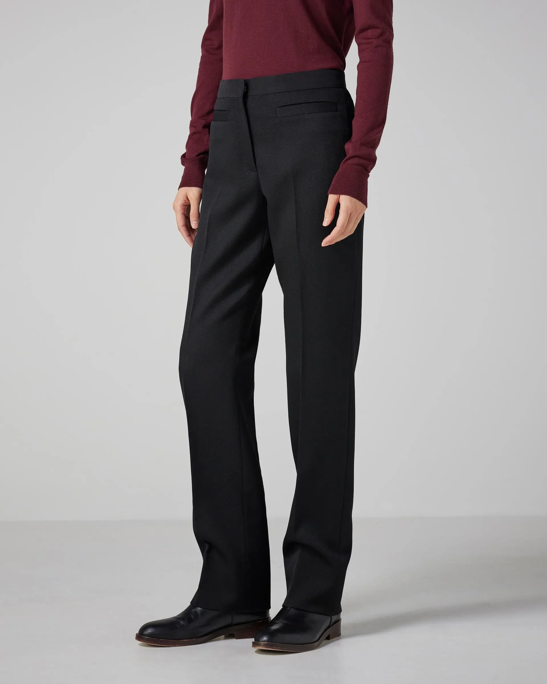 Riley Trousers in Wool Twill, Black