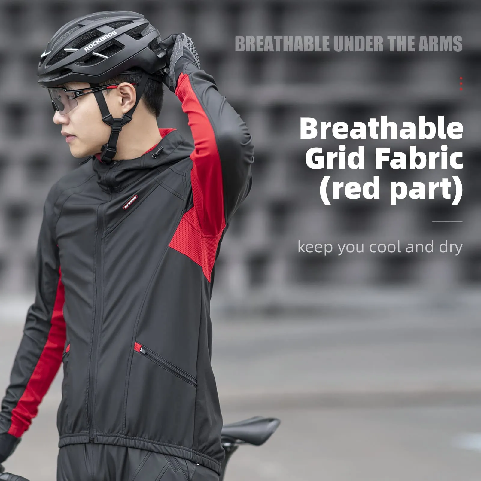 ROCKBROS Winter Cycling Jacket Windproof Thermal Breathable Running Windbreaker Clothing