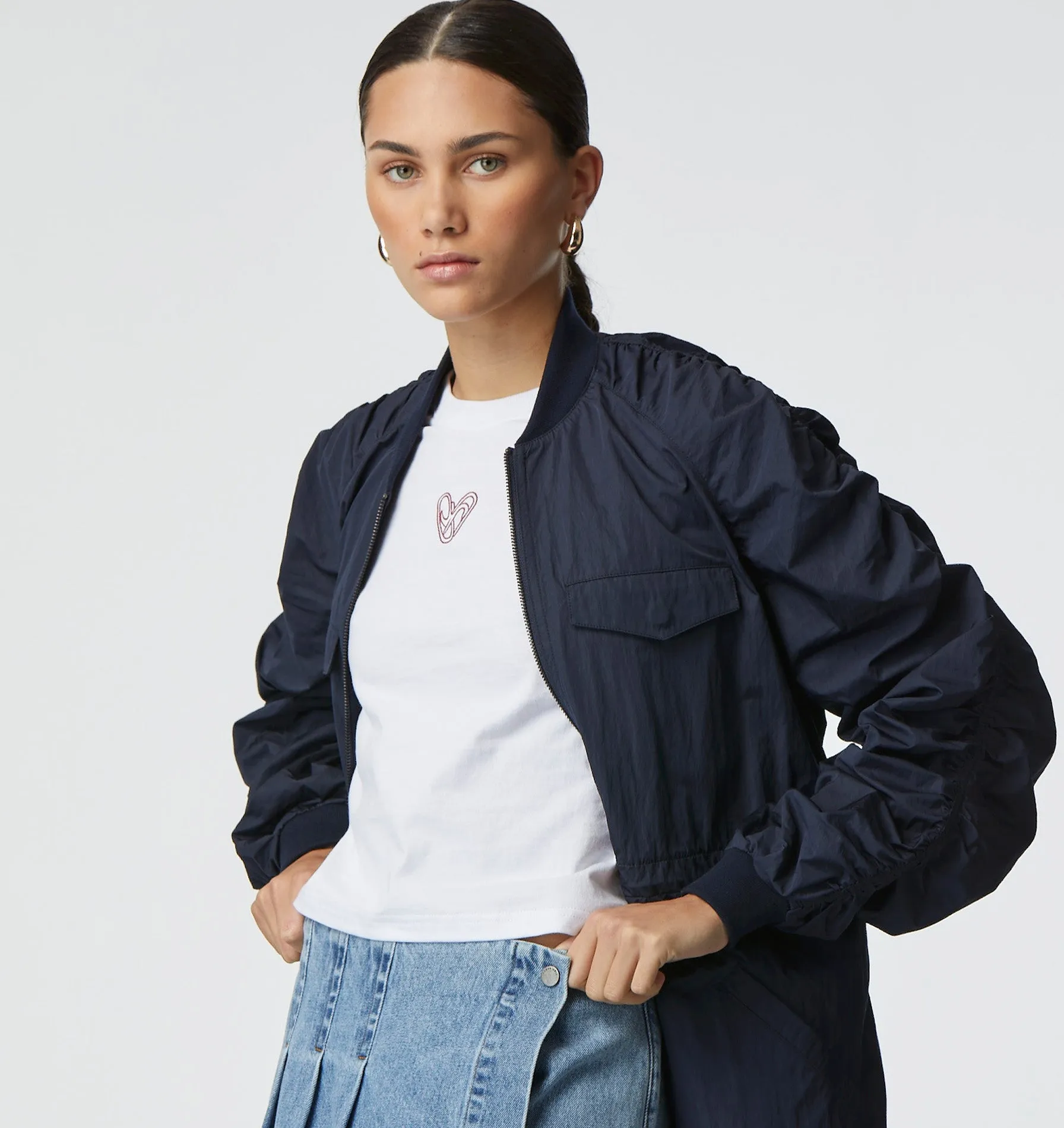 Ruched Bomber - Navy