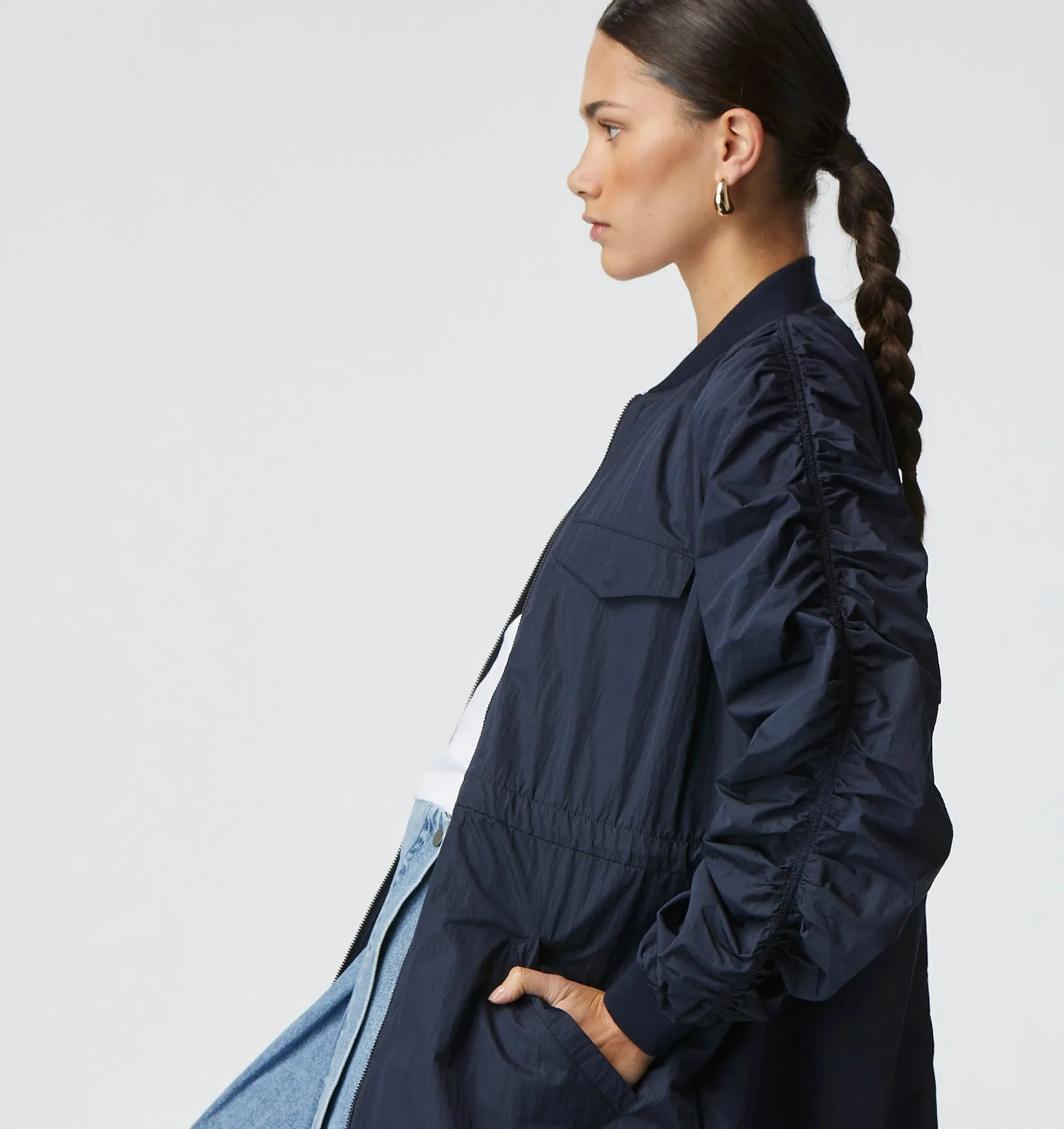 Ruched Bomber - Navy