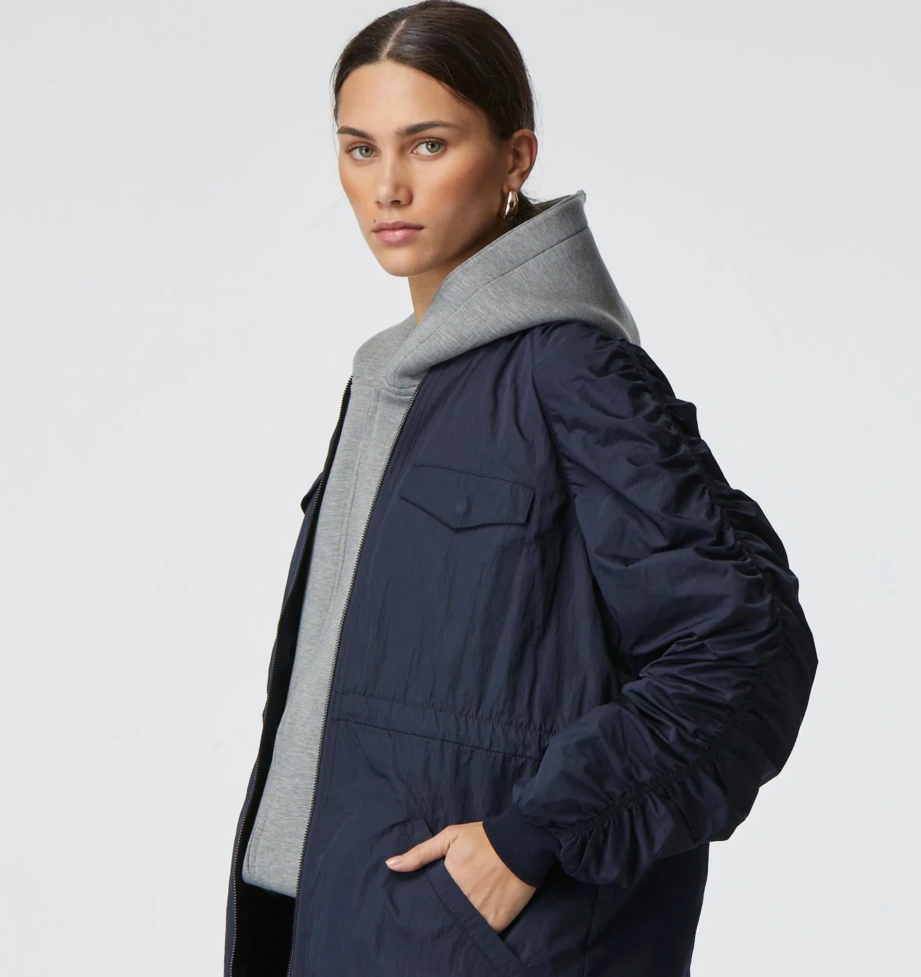 Ruched Bomber - Navy