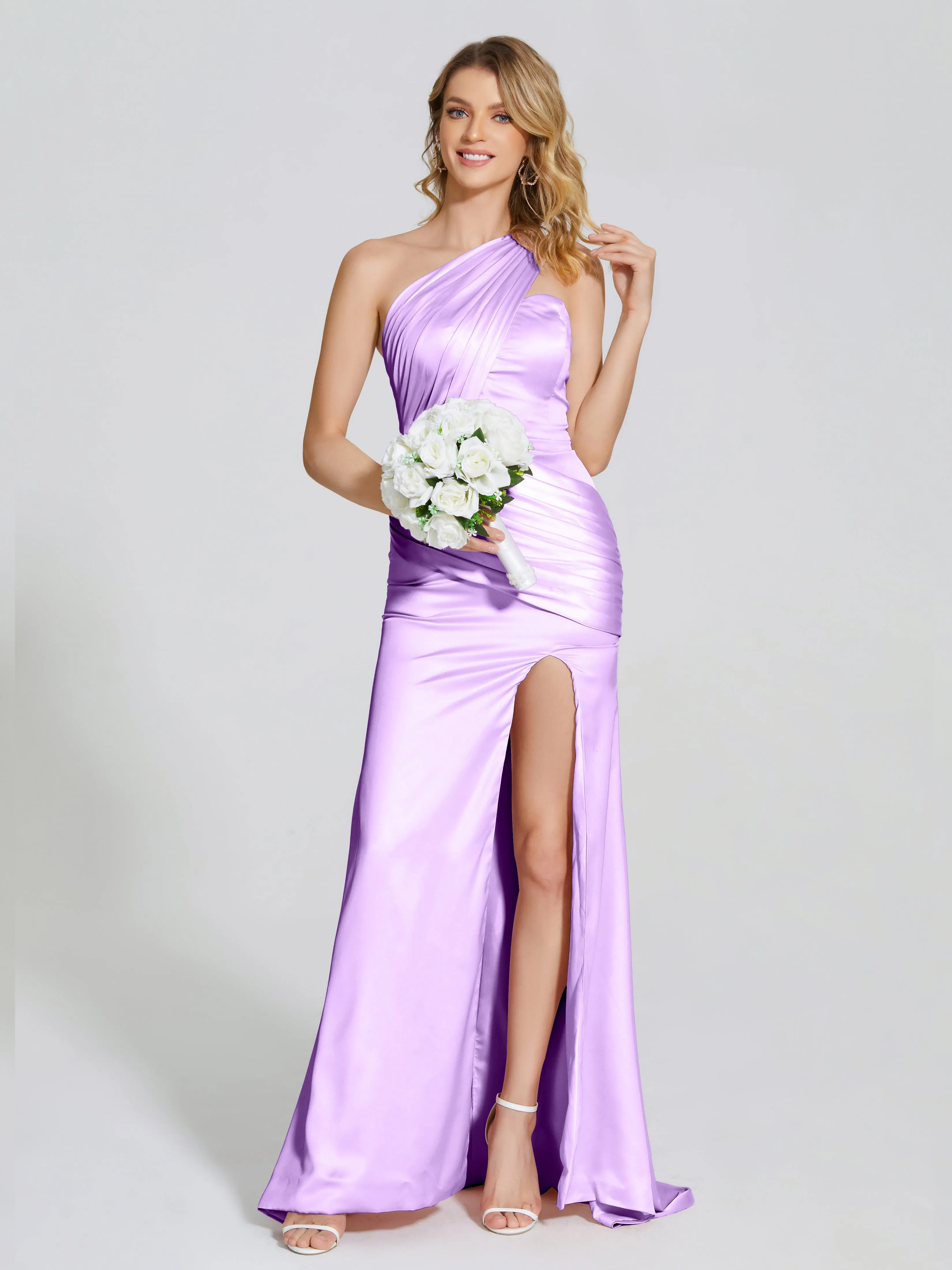 Ruched Soft Satin Wedding Guest Dresses