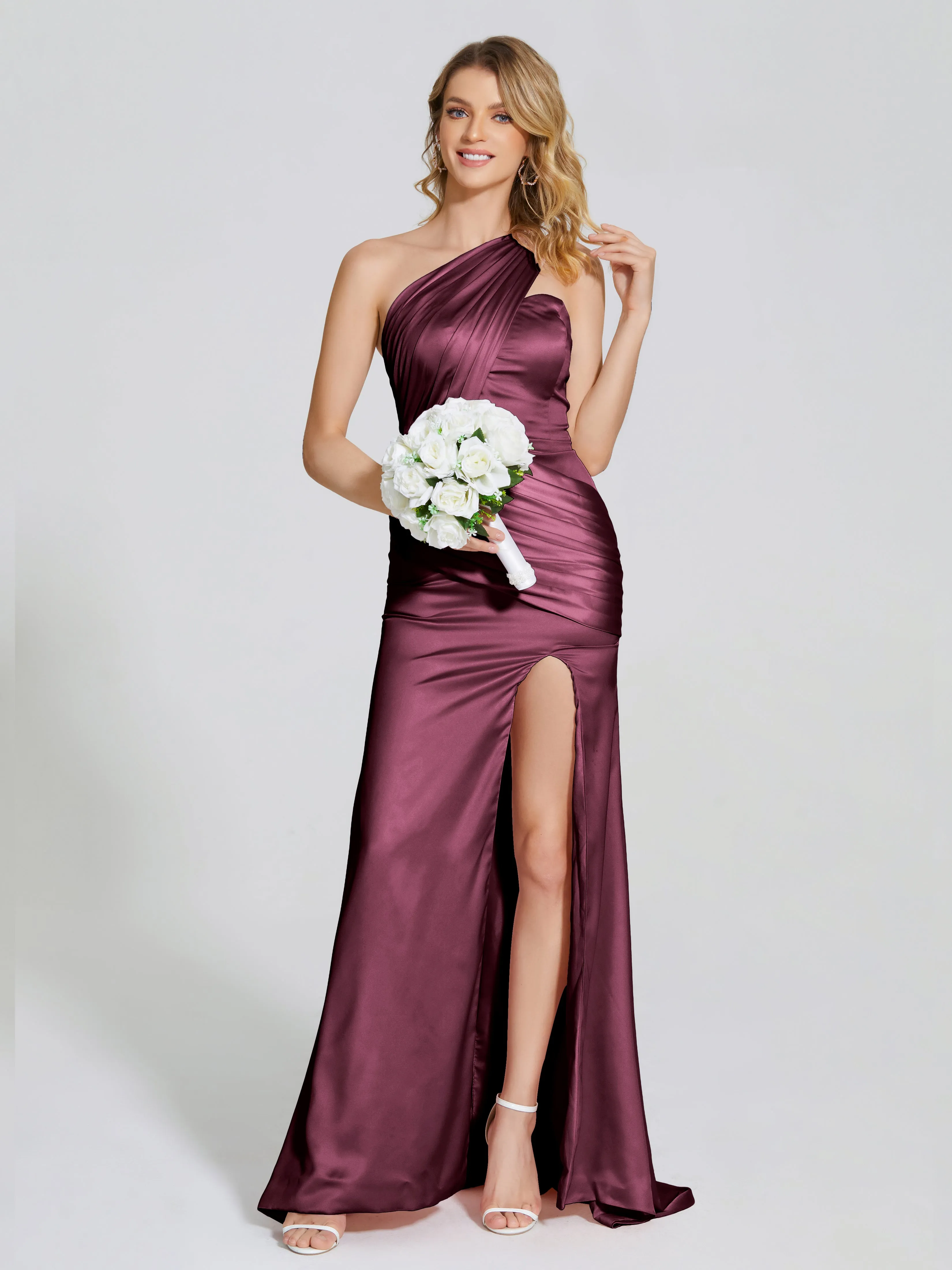 Ruched Soft Satin Wedding Guest Dresses