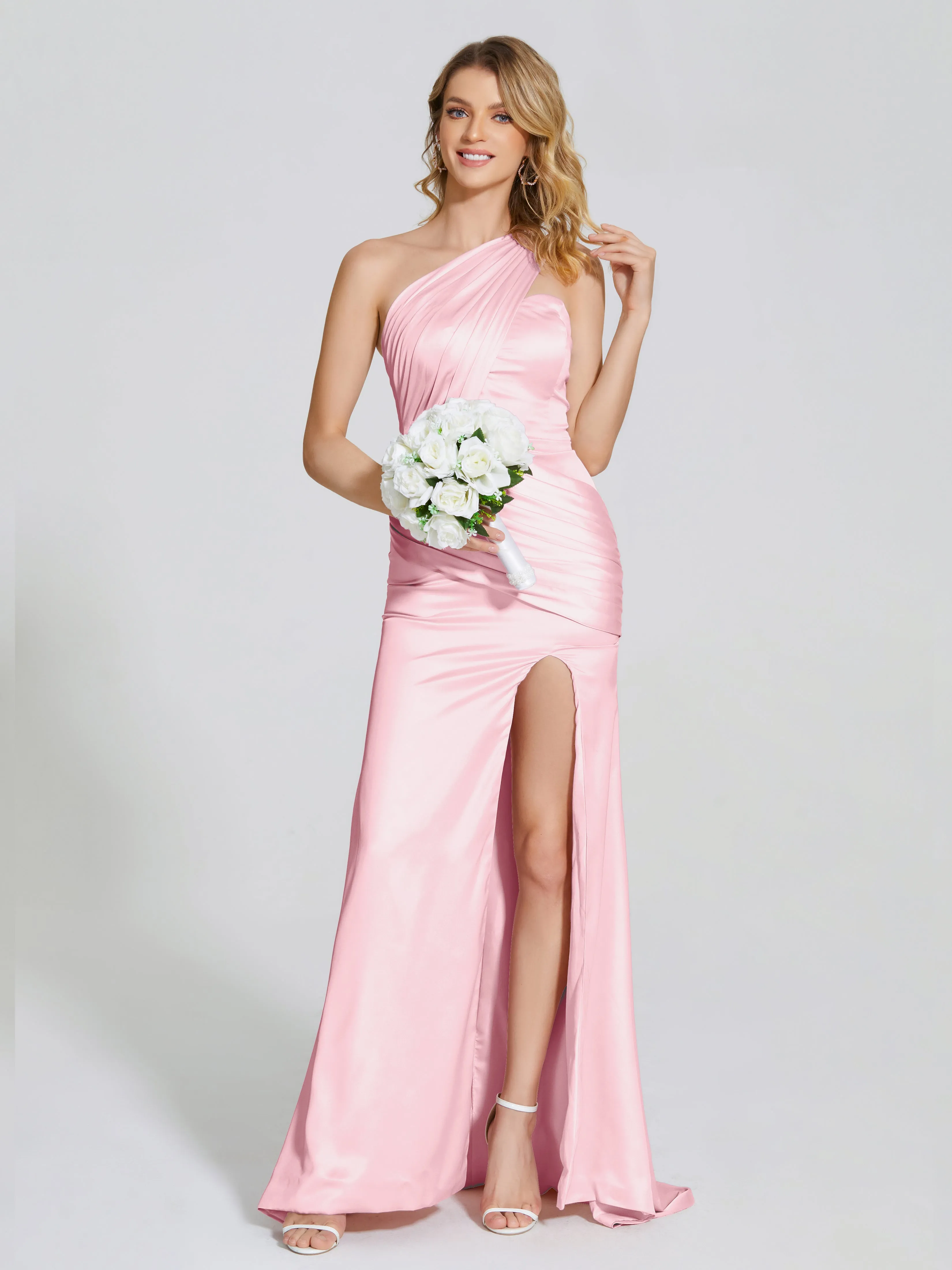 Ruched Soft Satin Wedding Guest Dresses