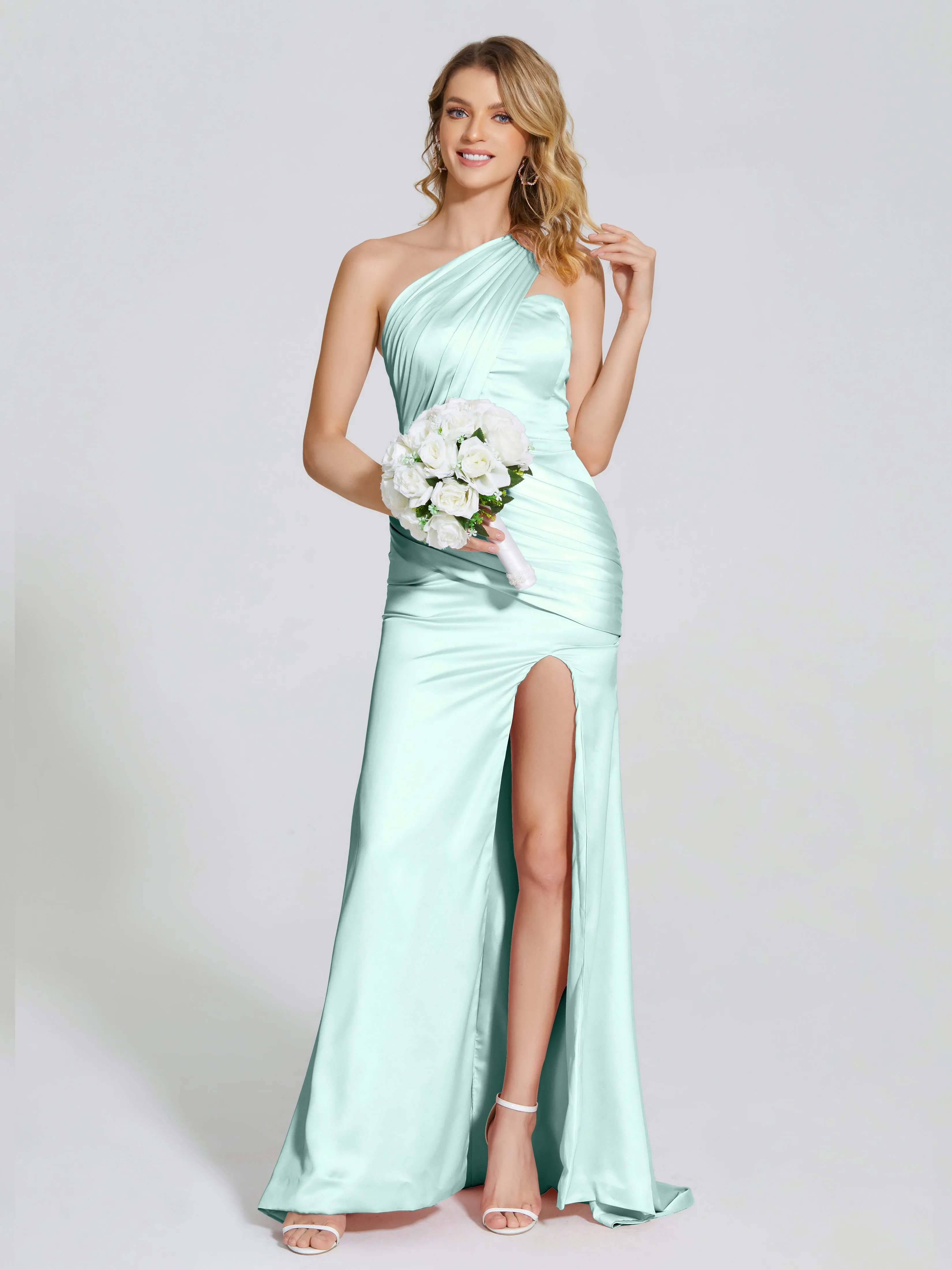 Ruched Soft Satin Wedding Guest Dresses