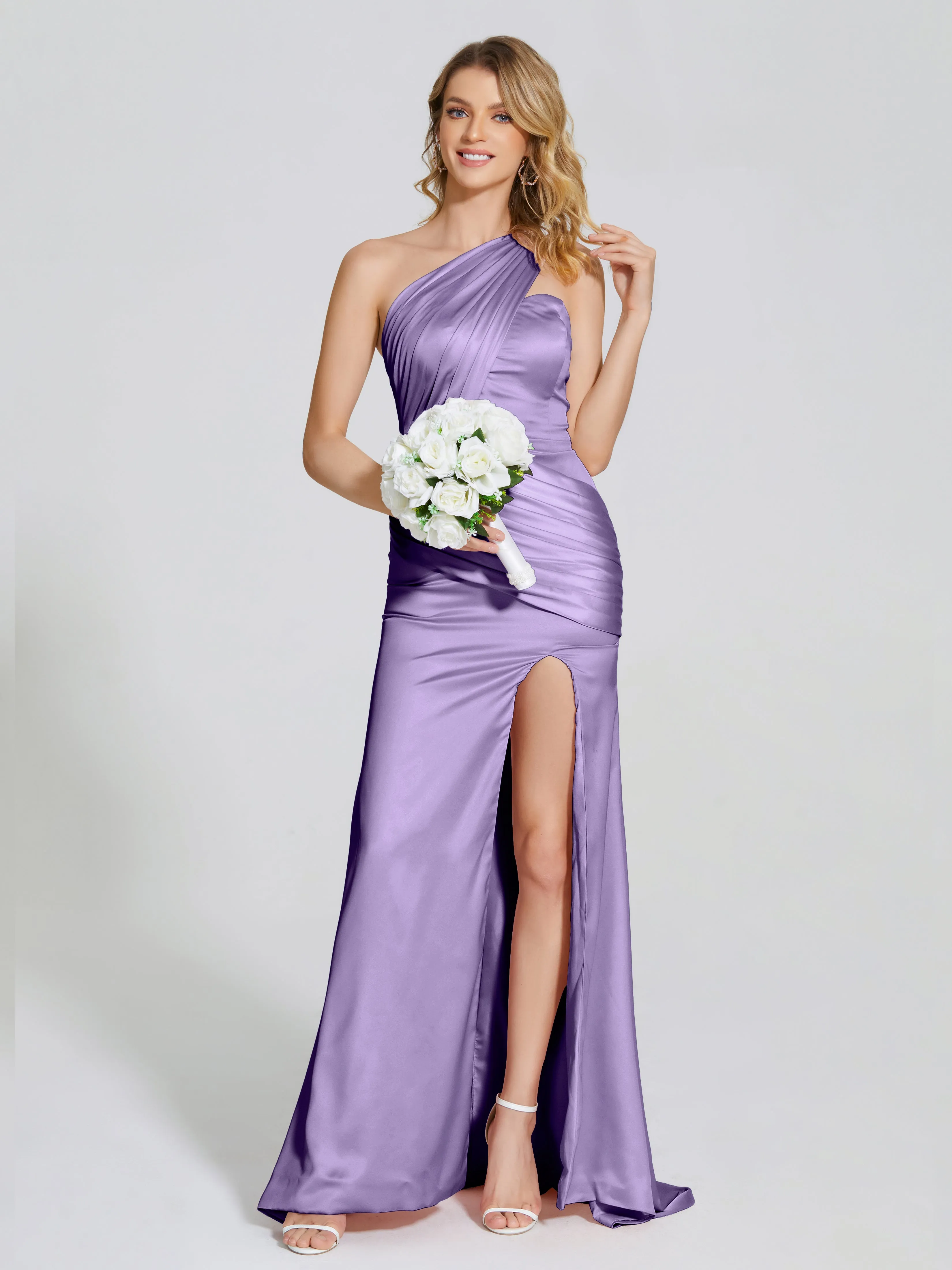 Ruched Soft Satin Wedding Guest Dresses