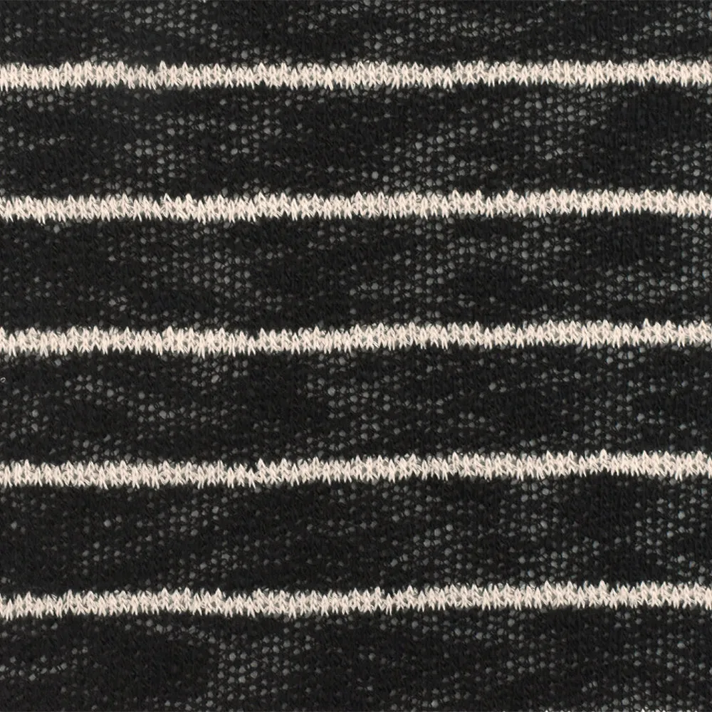 Soft Black-Taupe Striped Texture Stretch Jersey Knit Fabric