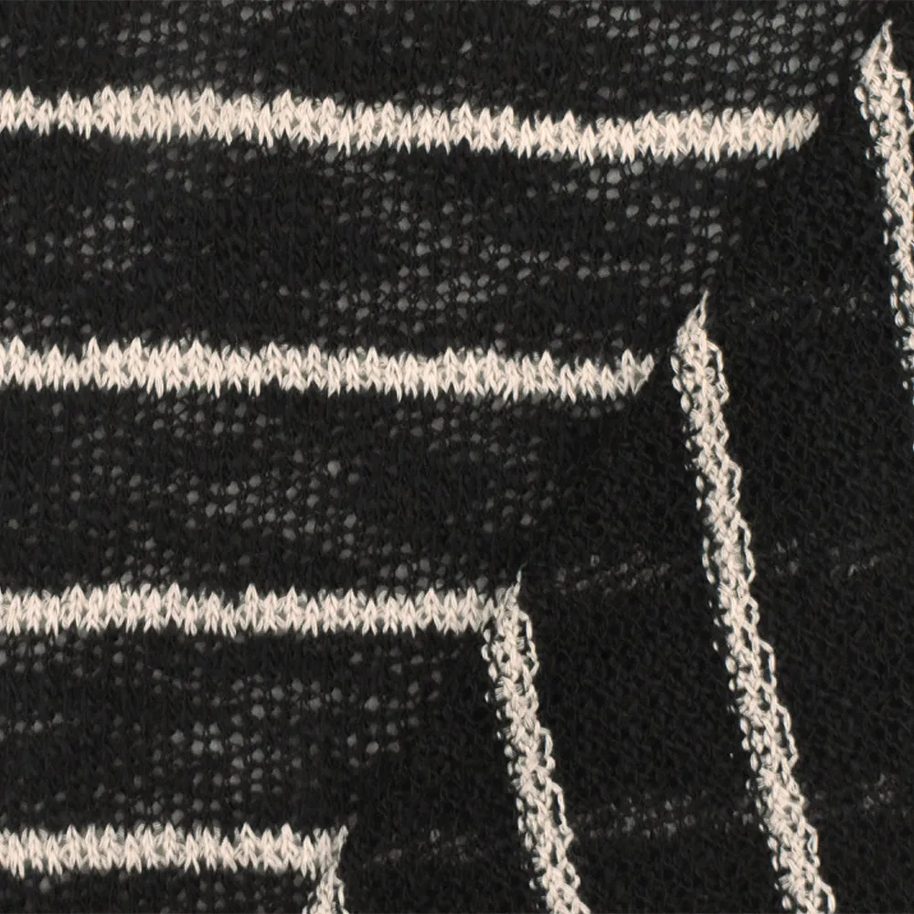 Soft Black-Taupe Striped Texture Stretch Jersey Knit Fabric