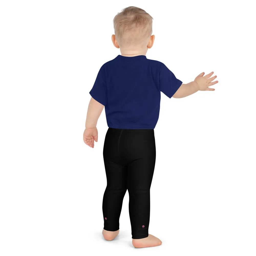 Solid Black Color Kid's Leggings, Premium Fashion Tights For Boys & Girls-Made in USA/EU/MX