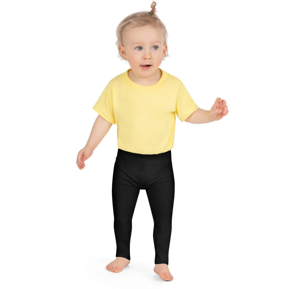 Solid Black Color Kid's Leggings, Premium Fashion Tights For Boys & Girls-Made in USA/EU/MX