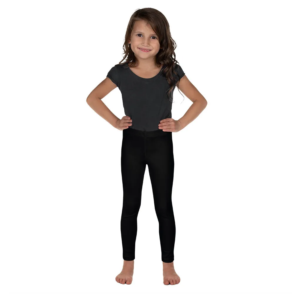 Solid Black Color Kid's Leggings, Premium Fashion Tights For Boys & Girls-Made in USA/EU/MX