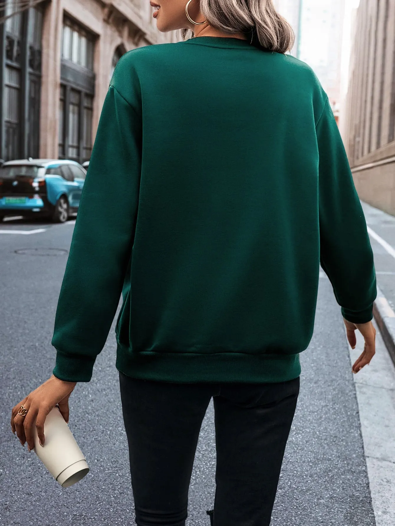 Solid Round Neck Thermal Pullover