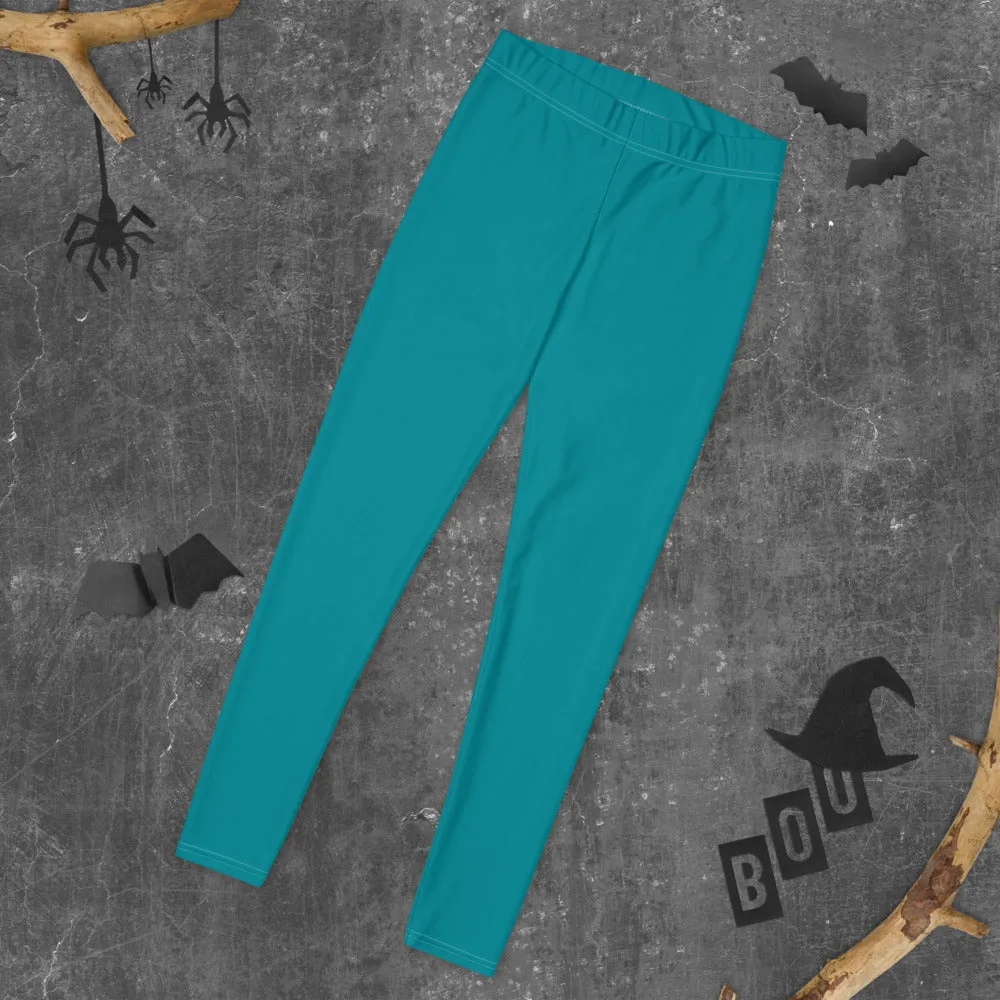 Teal Blue Women's Casual Leggings, Solid Color Premium Quality Long Tights-Made in USA/EU