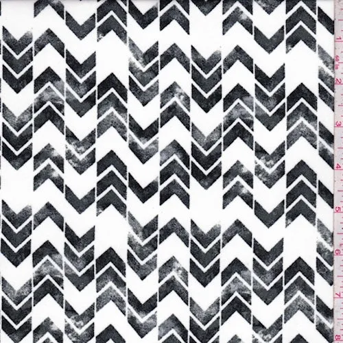 White/Slate Chevron Stripe Georgette Fabric