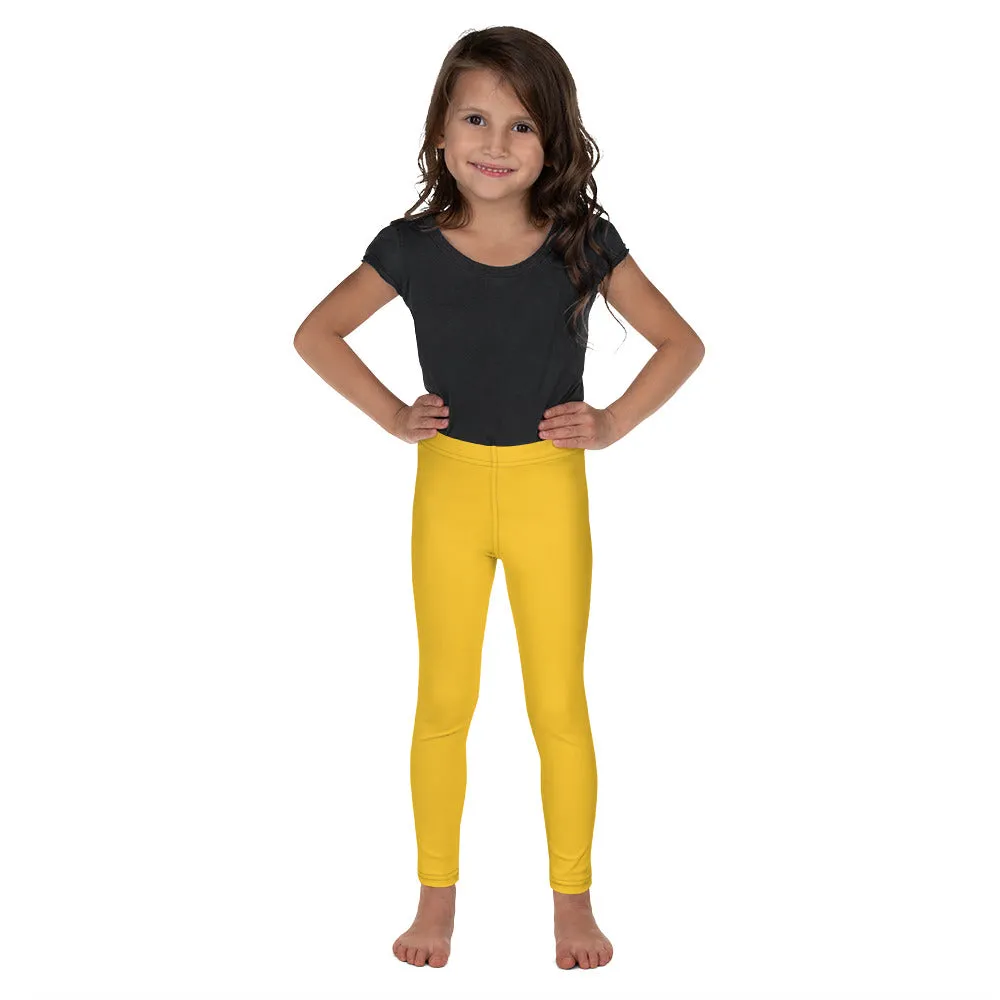 Yellow Solid Color Kid's Leggings, Premium Fashion Tights For Boys & Girls-Made in USA/EU/MX