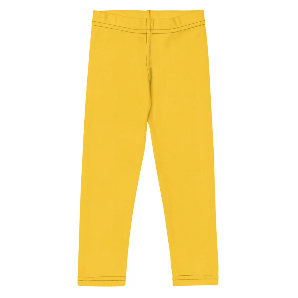 Yellow Solid Color Kid's Leggings, Premium Fashion Tights For Boys & Girls-Made in USA/EU/MX