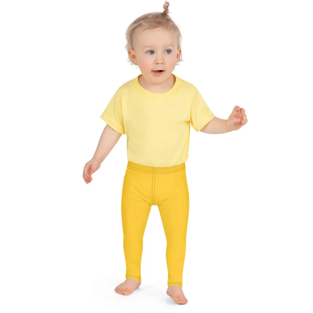 Yellow Solid Color Kid's Leggings, Premium Fashion Tights For Boys & Girls-Made in USA/EU/MX