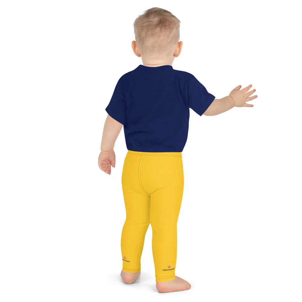 Yellow Solid Color Kid's Leggings, Premium Fashion Tights For Boys & Girls-Made in USA/EU/MX