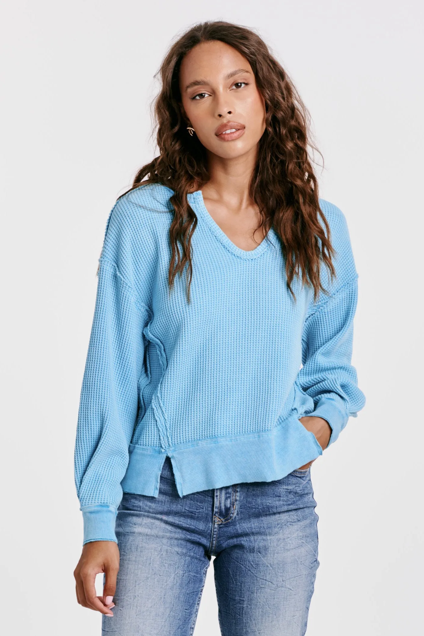 ZYRA THERMAL OVERSIZED TOP ADRIATIC BLUE